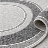 Geometric Printed Round Kitchen Rug – Gray – texture close-up