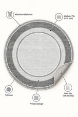 Geometric Printed Round Kitchen Rug – Gray – features