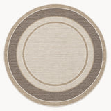 Geometric Printed Round Kitchen Rug – Taupe