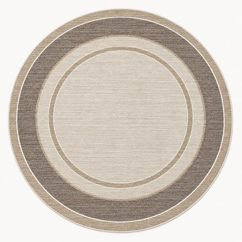 Geometric Printed Round Kitchen Rug – Taupe