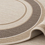 Geometric Printed Round Kitchen Rug – Taupe – texture close-up