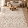 Geometric Scandinavian Area Rug – Beige in a living room