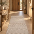 Geometric Scandinavian Area Rug – Beige in a hallway