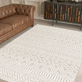 Geometric Scandinavian Area Rug – Beige in a living room
