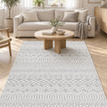 Geometric Scandinavian Area Rug – Gray in a living room