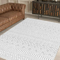 Geometric Scandinavian Area Rug – Gray in a living room