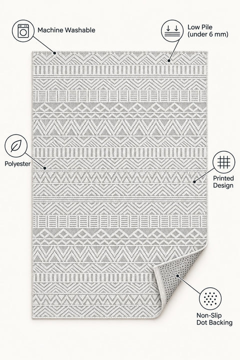 Geometric Scandinavian Area Rug – Gray – features