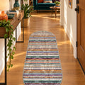 Geometric Scandinavian Oval Rug – Multicolor in a hallway