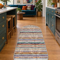 Geometric Scandinavian Oval Rug – Multicolor in a kitchen