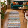 Geometric Scandinavian Oval Rug – Multicolor in a living room