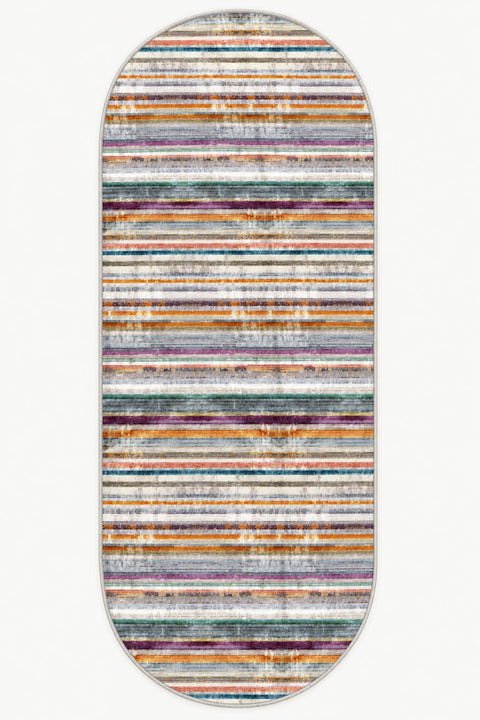 Geometric Scandinavian Oval Rug – Multicolor
