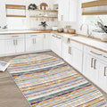 Geometric Scandinavian Oval Rug – Multicolor in a kitchen