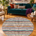 Geometric Scandinavian Round Rug – Multicolor in a living room