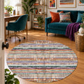 Geometric Scandinavian Round Rug – Multicolor in a office