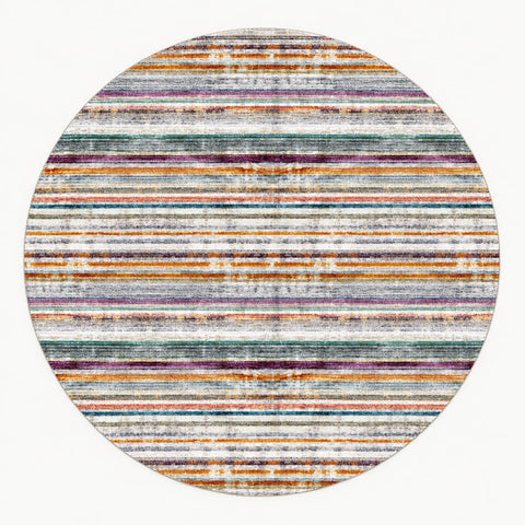 Geometric Scandinavian Round Rug – Multicolor