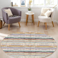 Geometric Scandinavian Round Rug – Multicolor in a living room