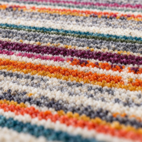 Geometric Scandinavian Round Rug – Multicolor – texture close-up