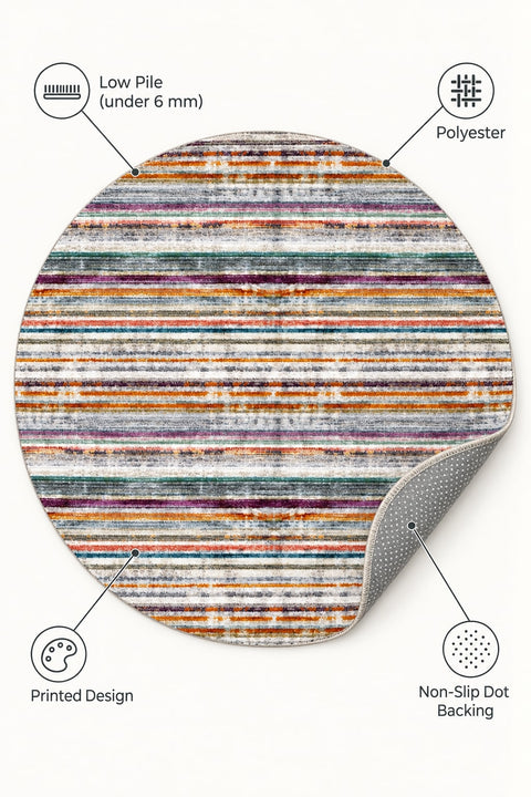 Geometric Scandinavian Round Rug – Multicolor – features