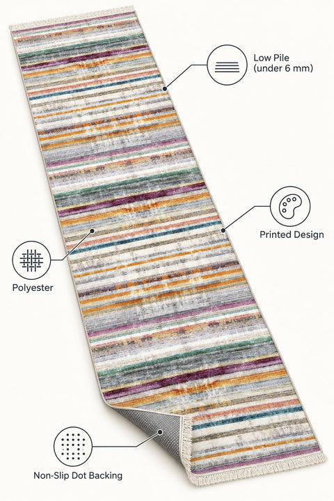 Geometric Scandinavian Runner Rug – Multicolor – features