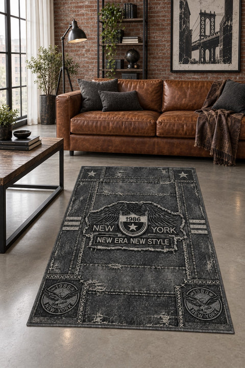 Geometric Vintage Area Rug in a living room