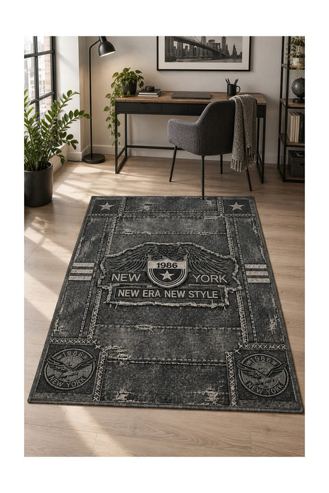 Geometric Vintage Area Rug in a office
