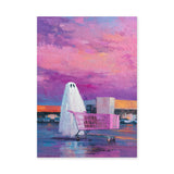 Ghost Shopping Cart Surreal Wall Art – Purple-Pink Parking Lot Print