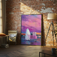 Ghost with Shopping Cart Aesthetic Wall Décor Print