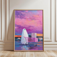 Ghost with Shopping Cart Aesthetic Wall Décor Print