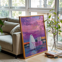 Ghost with Shopping Cart Aesthetic Wall Décor Print