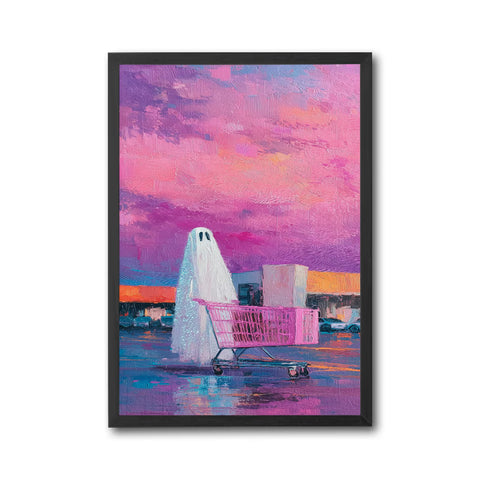 Ghost with Shopping Cart Aesthetic Wall Décor Print