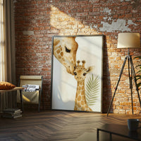 Giraffe Mother and Baby Wall Décor – Aesthetic Animal Print for Nursery or Living Room