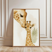Giraffe Mother and Baby Wall Décor – Aesthetic Animal Print for Nursery or Living Room