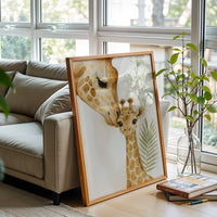 Giraffe Mother and Baby Wall Décor – Aesthetic Animal Print for Nursery or Living Room
