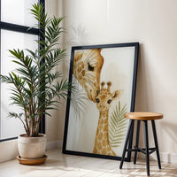Giraffe Mother and Baby Wall Décor – Aesthetic Animal Print for Nursery or Living Room