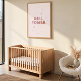 Girl Power Typography Wall Art – Pastel Pink Stars and Sparkles