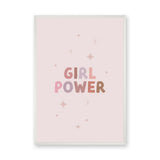 Girl Power Typography Wall Art – Pastel Pink Stars and Sparkles