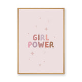 Girl Power Typography Wall Art – Pastel Pink Stars and Sparkles