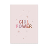 Girl Power Typography Wall Art – Pastel Pink Stars and Sparkles