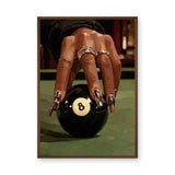 Glam Billiards 8 Ball Modern Wall Art – Jeweled Hand on Pool Table