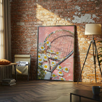 GLASS Tennis Racket with Daisies Aesthetic Wall Décor Print