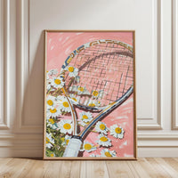 GLASS Tennis Racket with Daisies Aesthetic Wall Décor Print