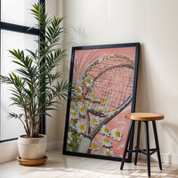 GLASS Tennis Racket with Daisies Aesthetic Wall Décor Print