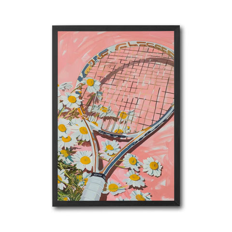 GLASS Tennis Racket with Daisies Aesthetic Wall Décor Print