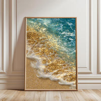 Glitter Beach Waves Wall Décor – Aesthetic Coastal Ocean Print