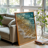 Glitter Beach Waves Wall Décor – Aesthetic Coastal Ocean Print