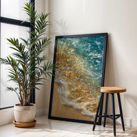Glitter Beach Waves Wall Décor – Aesthetic Coastal Ocean Print