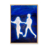Glowing Figures Abstract Modern Wall Art – White Figures on Deep Blue