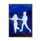 Glowing Figures Abstract Modern Wall Art – White Figures on Deep Blue