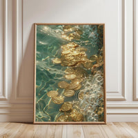 Gold Coins in Water Aesthetic Wall Décor Print