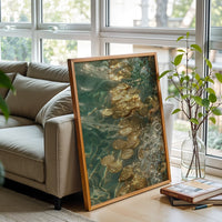 Gold Coins in Water Aesthetic Wall Décor Print